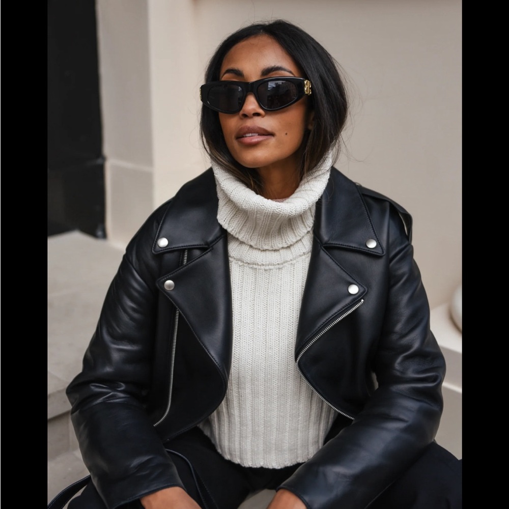 COPY - Top Shop Faux Black Leather Moto Jacket Size 8
